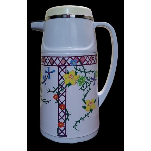 Vintage Potter & Smith 1L Coffee Carafe Floral Insulated Glass Lined EUC - Picture 2 of 8